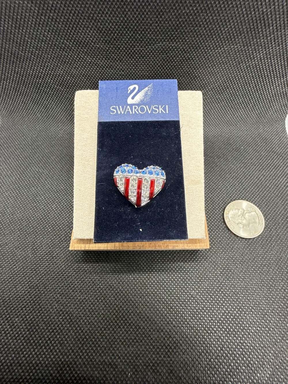 Swarovski Crystal American Flag Heart Lapel Pin Brooch